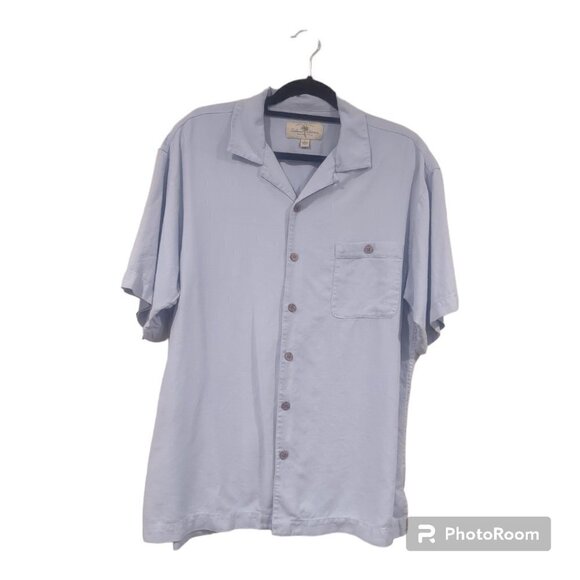 Island Shores Men's Silk Blue Button down Shirt Size Large - Picture 1 of 4